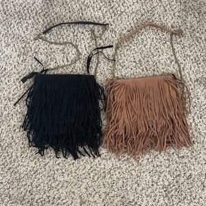 Fringe purses - black and brown